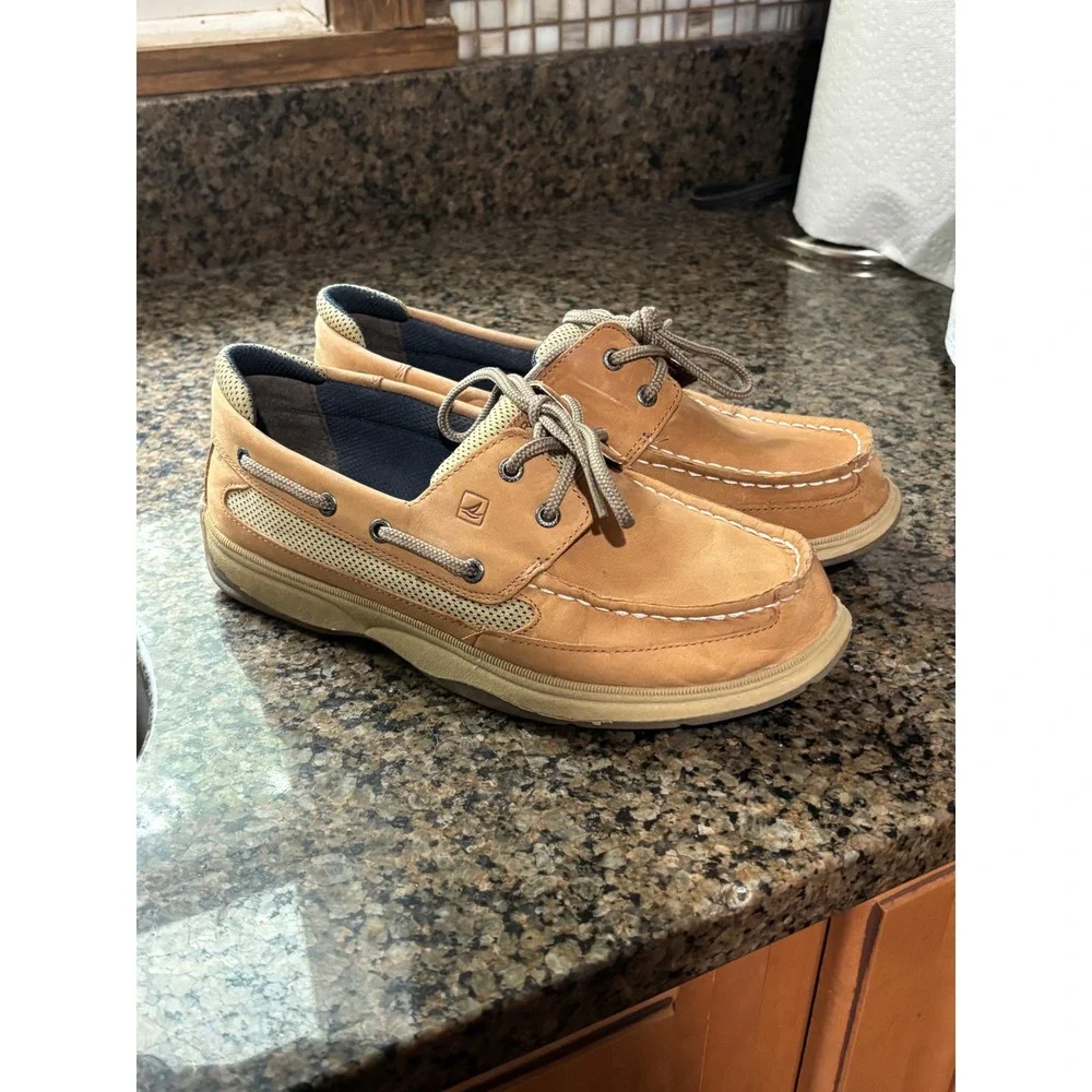 Sperry Top-Sider Billfish Tan Leather Boat Shoes Kids 6.5M YB46122A Loafers